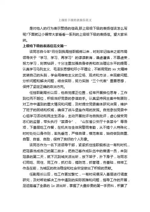 上级给下级的表扬信范文_表扬信_