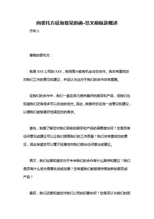 向委托方征询意见的函-定义说明解析