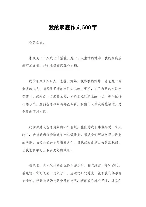 我的家庭作文500字