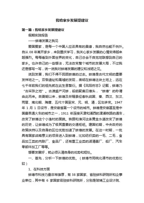 我给家乡发展提建议