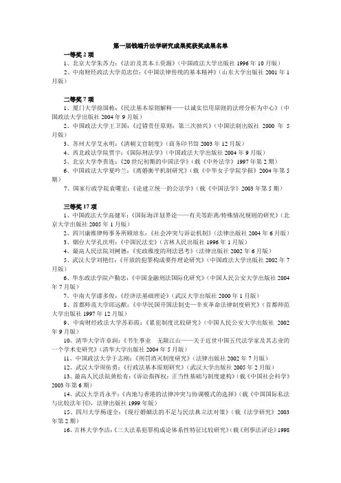 钱端升法学研究成果奖