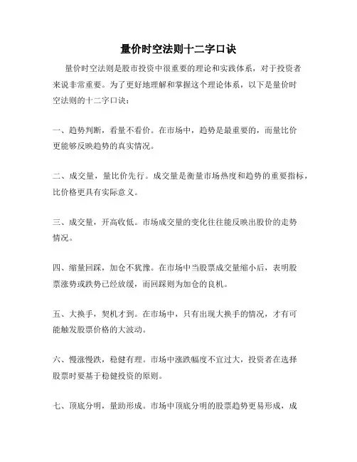 量价时空法则十二字口诀