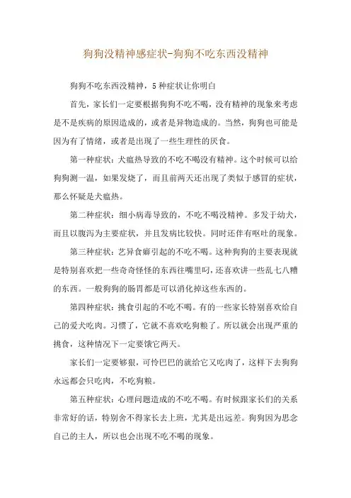 狗狗没精神感症状-狗狗不吃东西没精神
