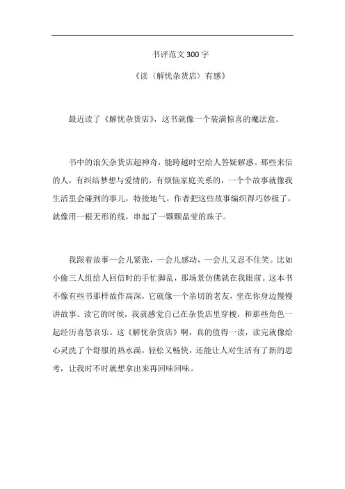 书评范文300字