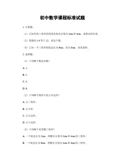 初中数学课程标准试题