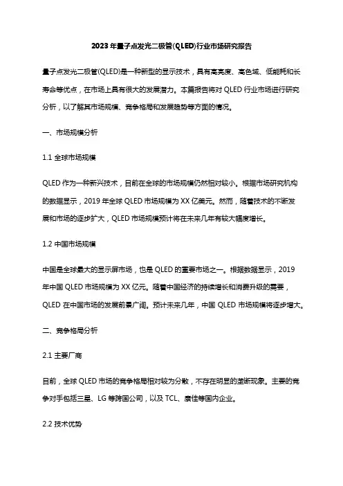 2023年量子点发光二极管(QLED)行业市场研究报告