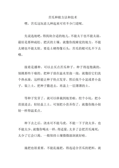 苦瓜种植方法和技术