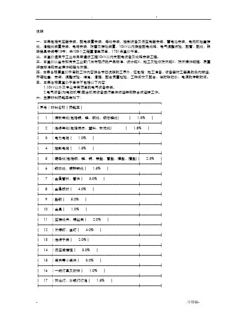 电气设备安装及工程施工预算