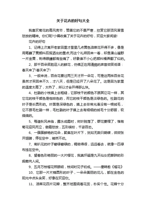 关于花卉的好句大全