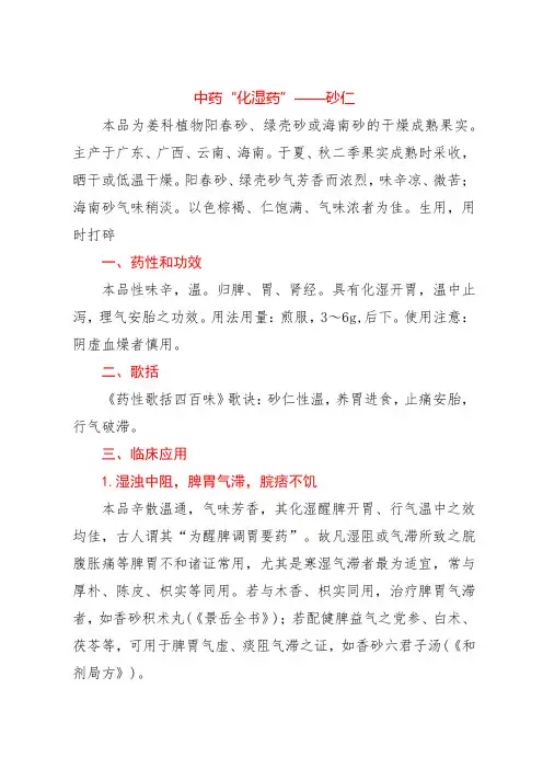 中药“化湿药”——砂仁