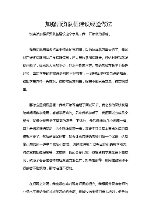 加强师资队伍建设经验做法