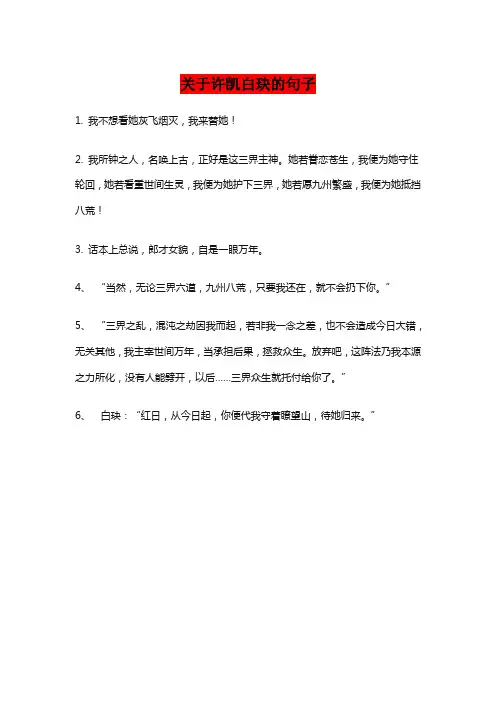 关于许凯白玦的句子