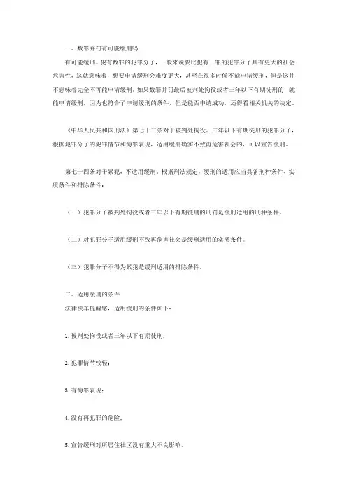 数罪并罚有可能缓刑吗