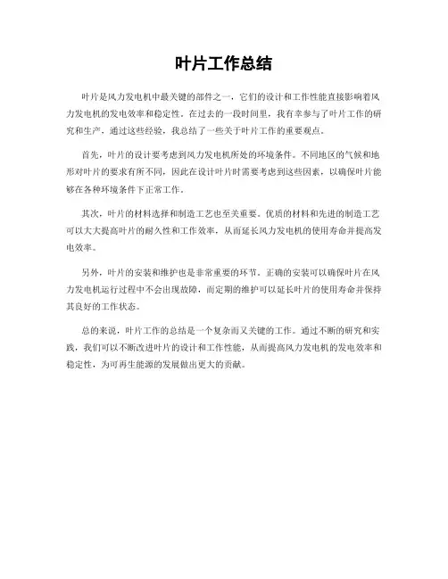 叶片工作总结