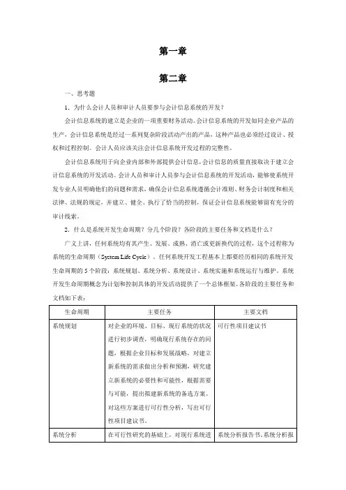 《会计信息系统》复习思考题及参考答案(修正版)