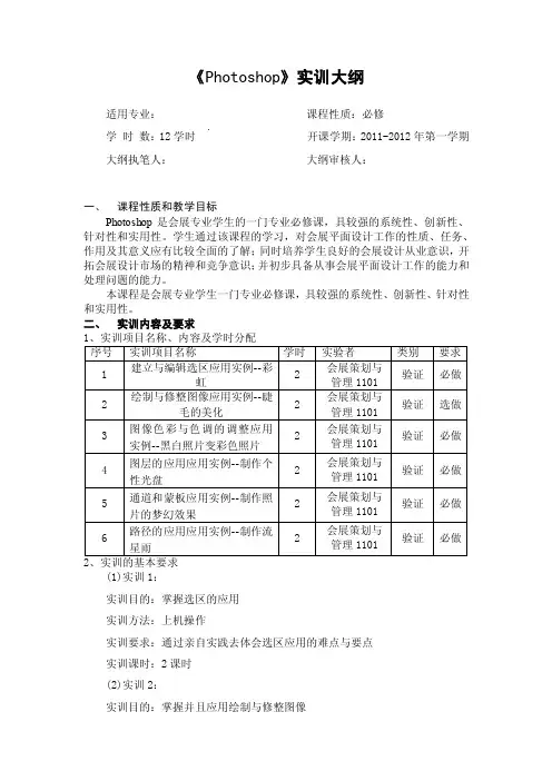 Photoshop课程实训大纲（完整）