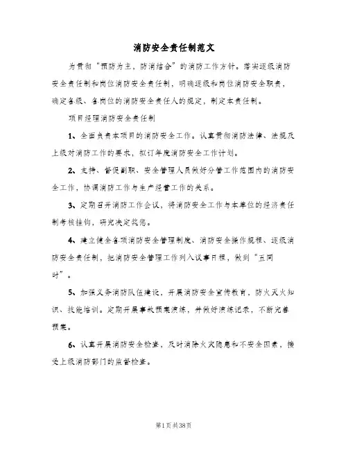 消防安全责任制范文(六篇)