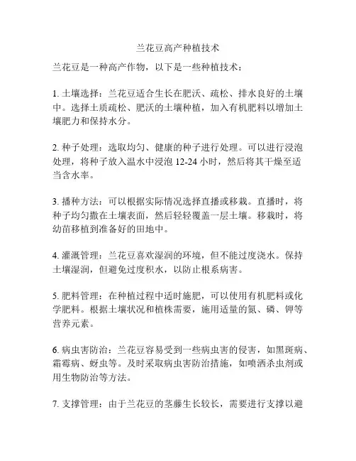 兰花豆高产种植技术