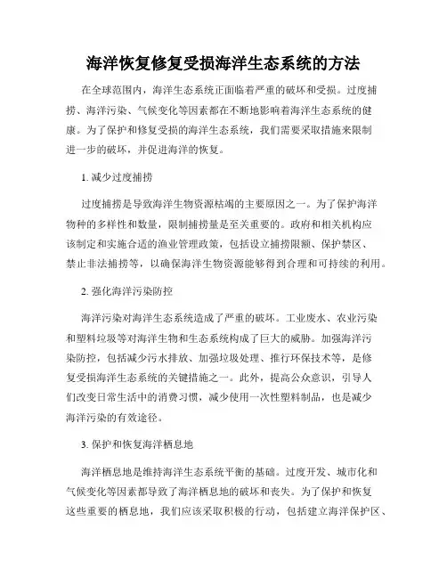 海洋恢复修复受损海洋生态系统的方法