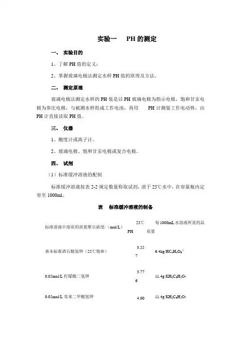 pH测定实验
