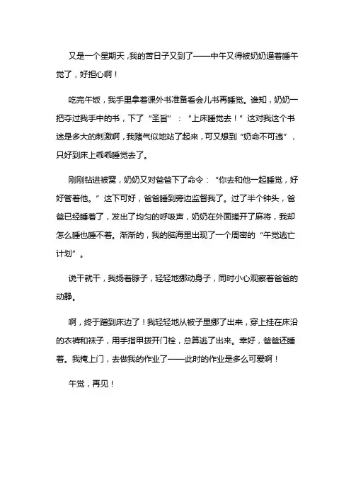 午睡逃亡记作文