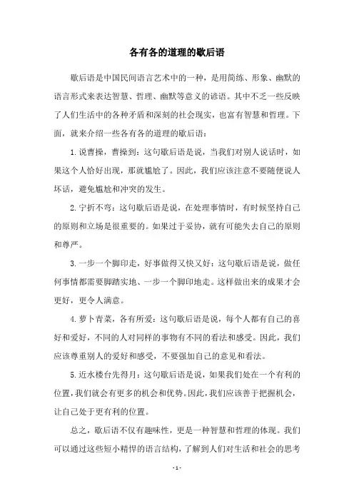 各有各的道理的歇后语
