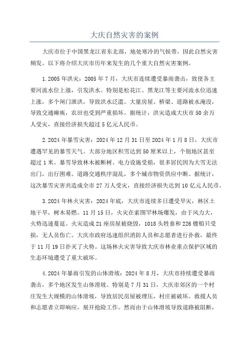 大庆自然灾害的案例