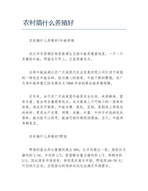 小本创业项目农村搞什么养殖好