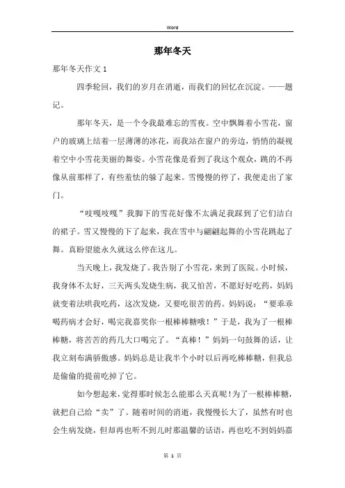那年冬天精品文档