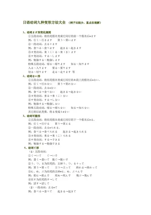 日语动词9种变形方法