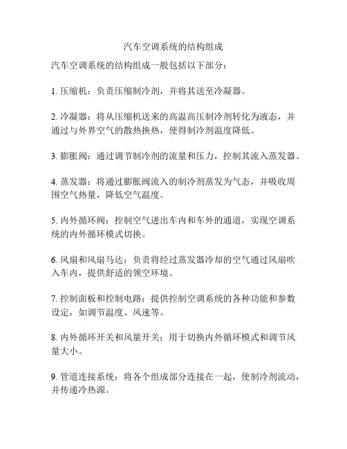 汽车空调系统的结构组成
