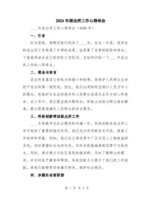 2024年派出所工作心得体会