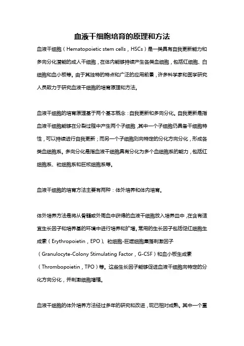 血液干细胞培育的原理和方法
