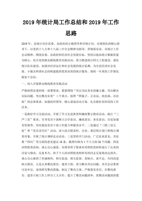 最新-2019年统计局工作总结和2019年工作思路 精品