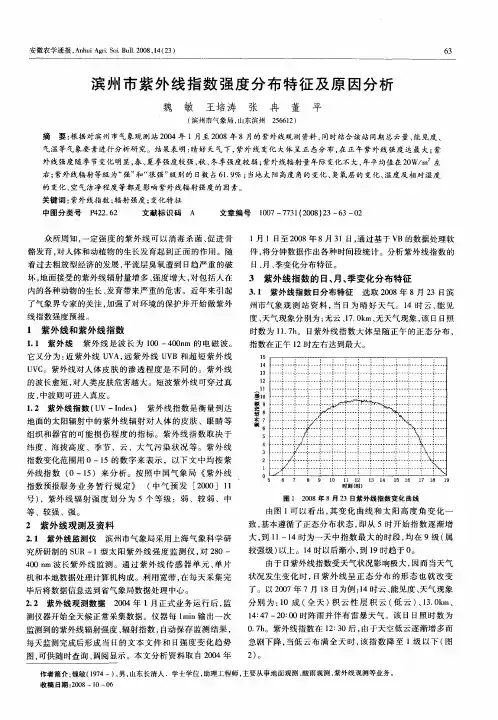 滨州市紫外线指数强度分布特征及原因分析