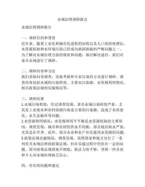 水域治理调研报告