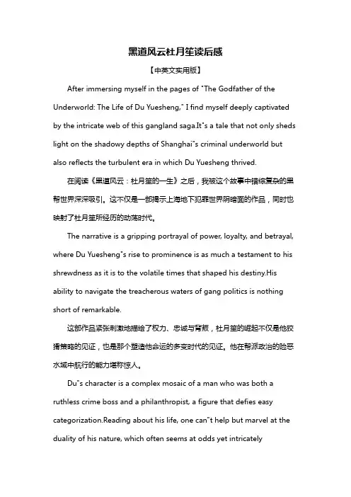 黑道风云杜月笙读后感