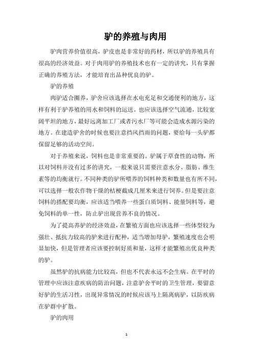 驴的养殖与肉用