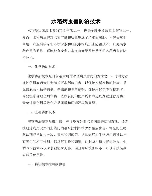 水稻病虫害防治技术