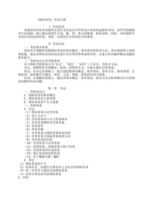 《国际贸易》考试大纲 - 深圳大学
