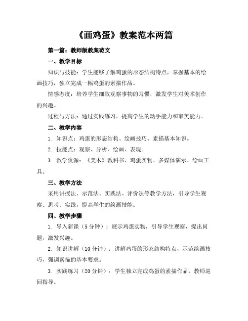 《画鸡蛋》教案-范本两篇