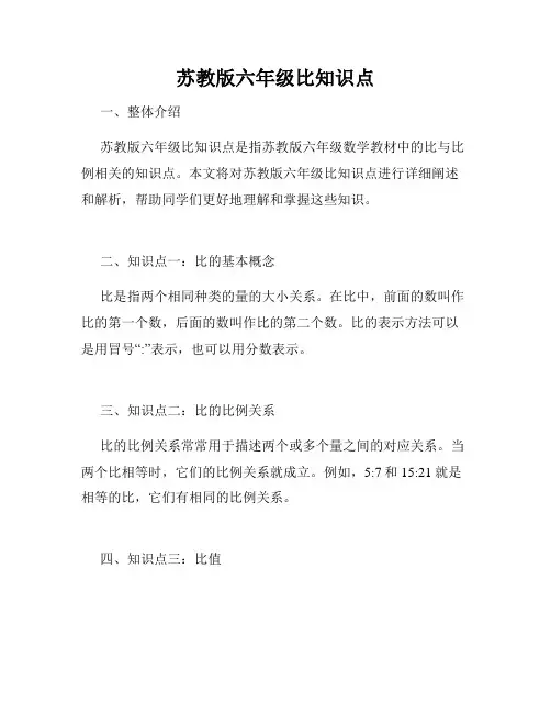 苏教版六年级比知识点