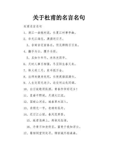 关于杜甫的名言名句