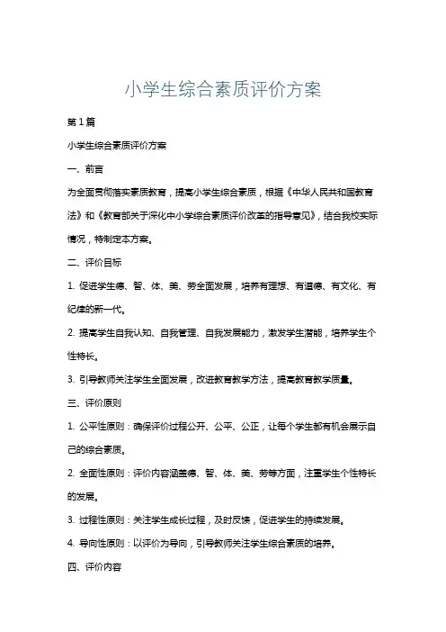 小学生综合素质评价方案