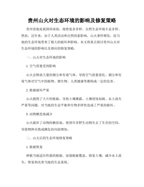 贵州山火对生态环境的影响及修复策略