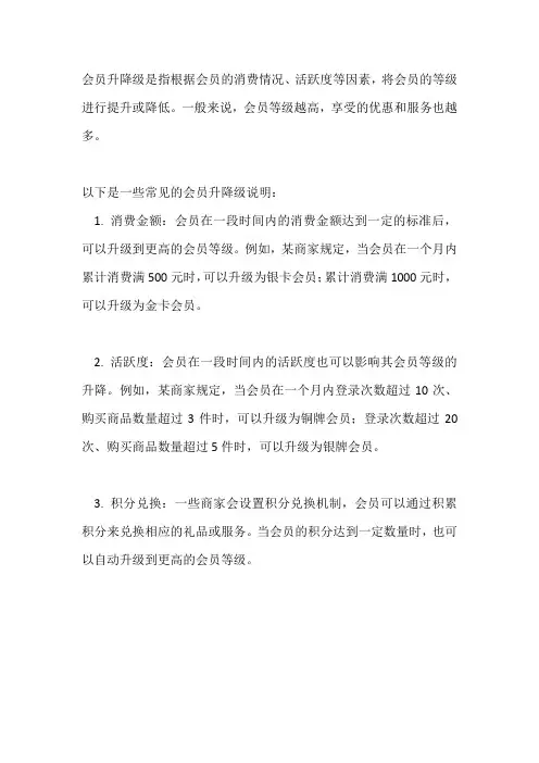 会员升降级说明
