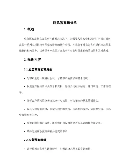 应急预案报价单