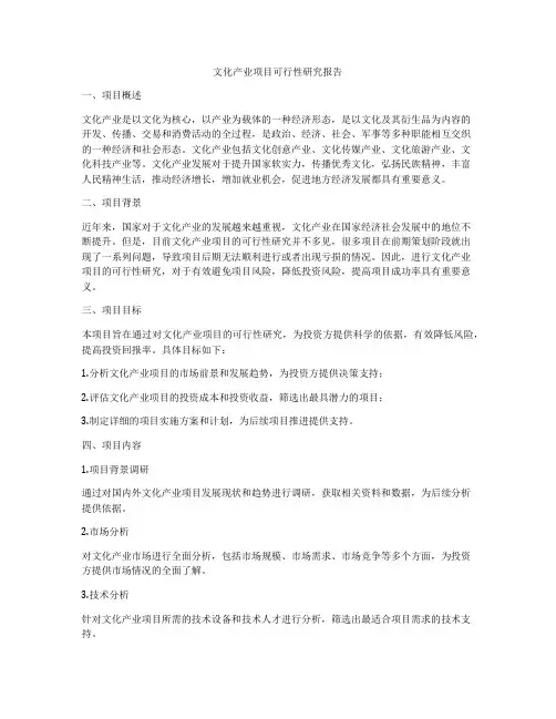 文化产业项目可行性研究报告