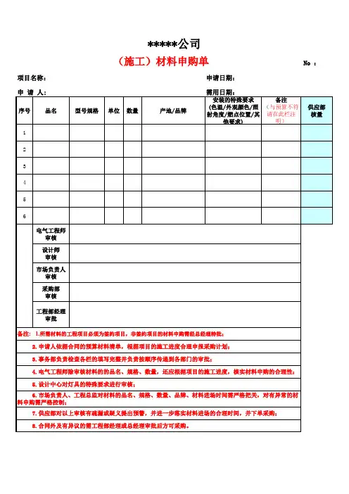 材料申购单