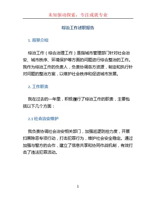 综治工作述职报告